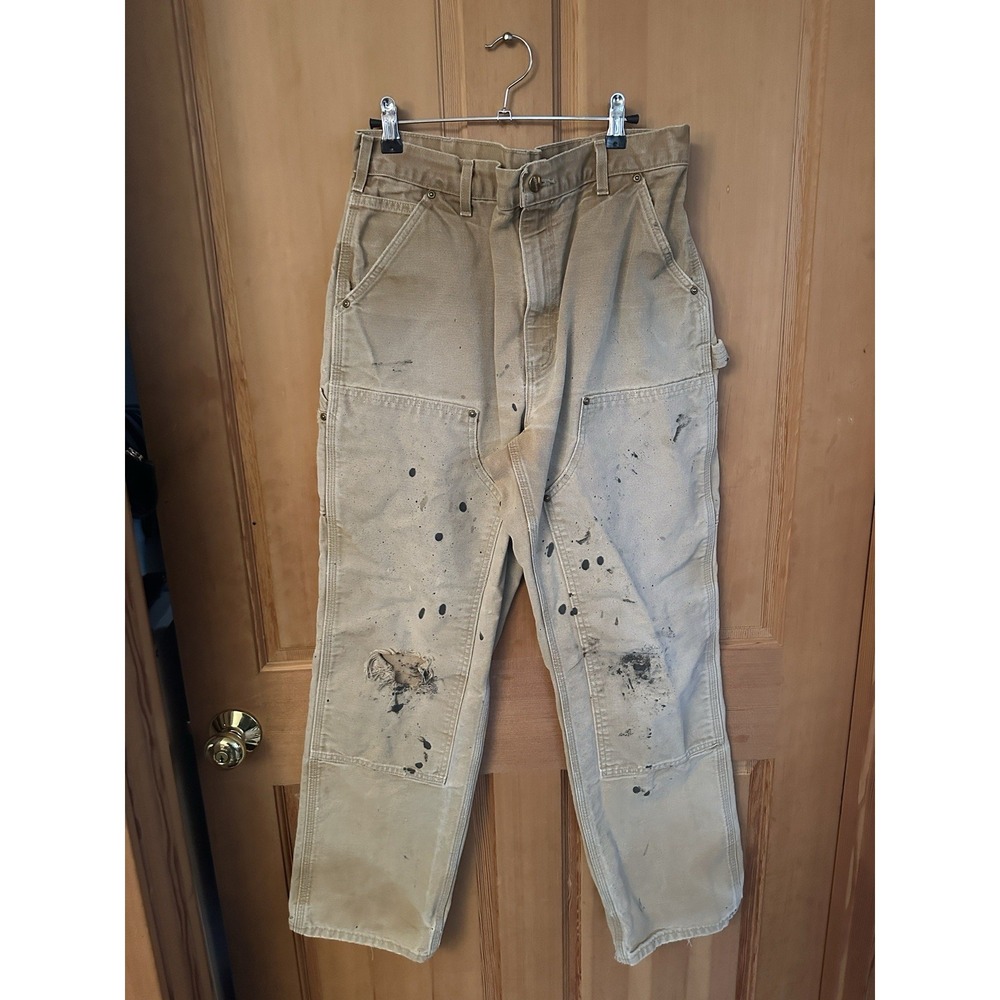 Vintage Carhartt Double Knee Carpenter Pants 34x32 Union Made in USA B01 BRN
